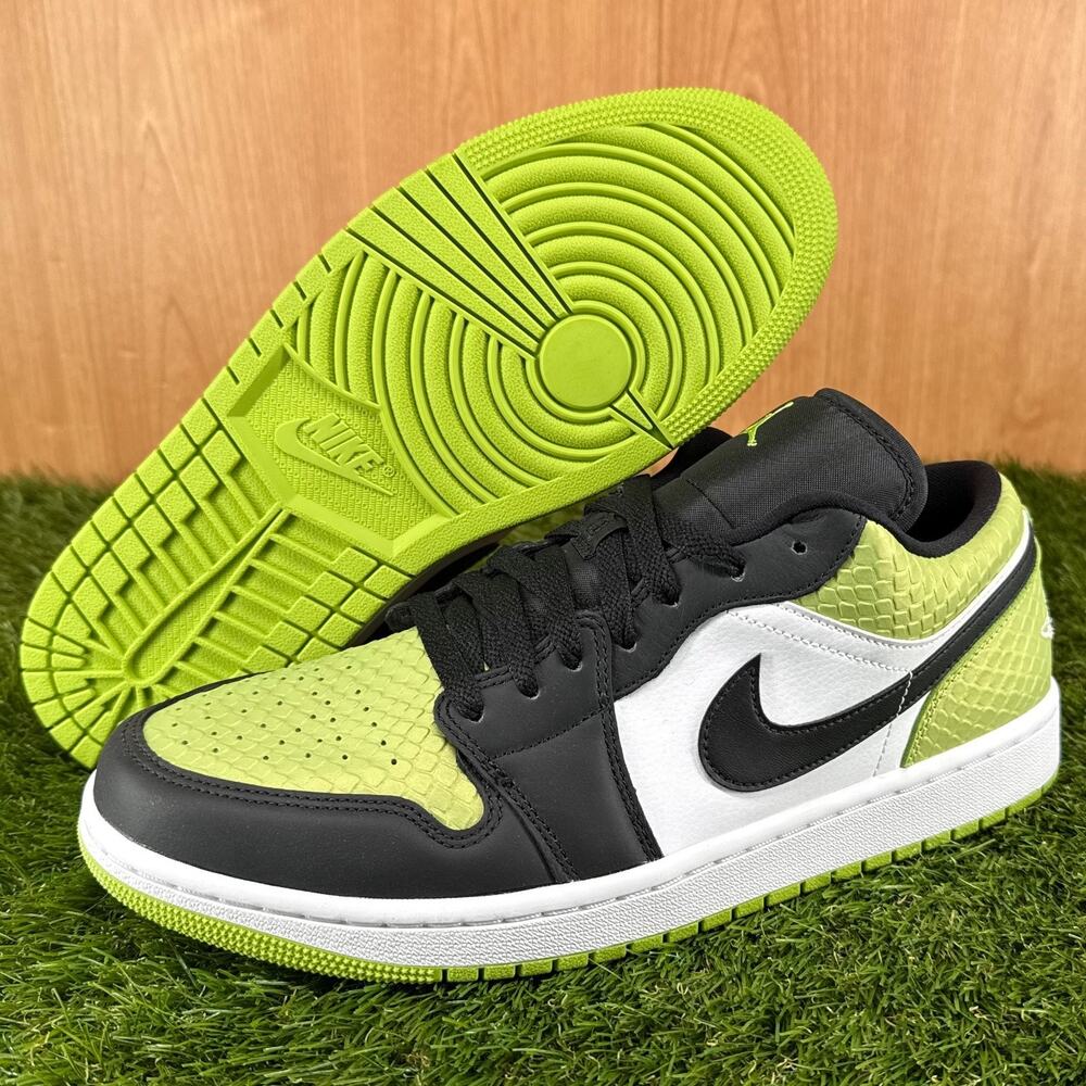 Jordan 1 Low Snakeskin Vivid Green Lifestyle Shoes DX4446-301 Women's Size 12